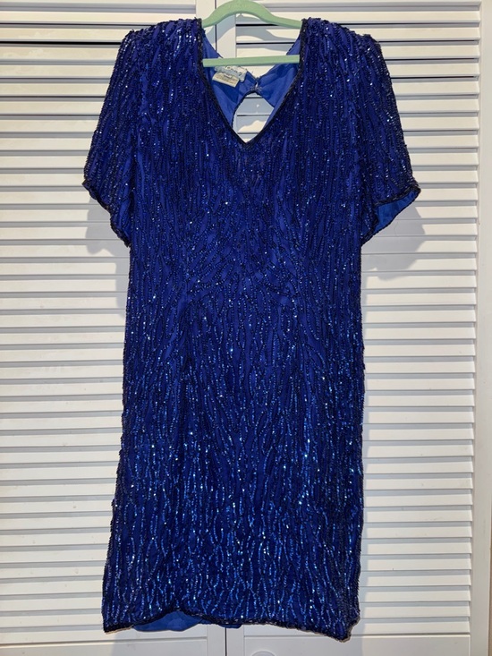 Stenay Dresses & Skirts - Elegant Beaded Royal Blue V-Neck Women's Dress
